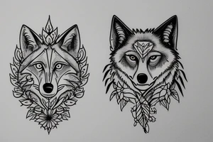 wolf and plants. pen dripping blood tattoo idea