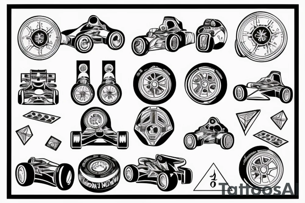 Dice with formula one car tattoo idea