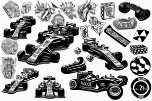 Dice with formula one car tattoo idea