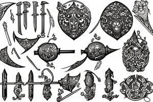 a medieval flail tattoo idea