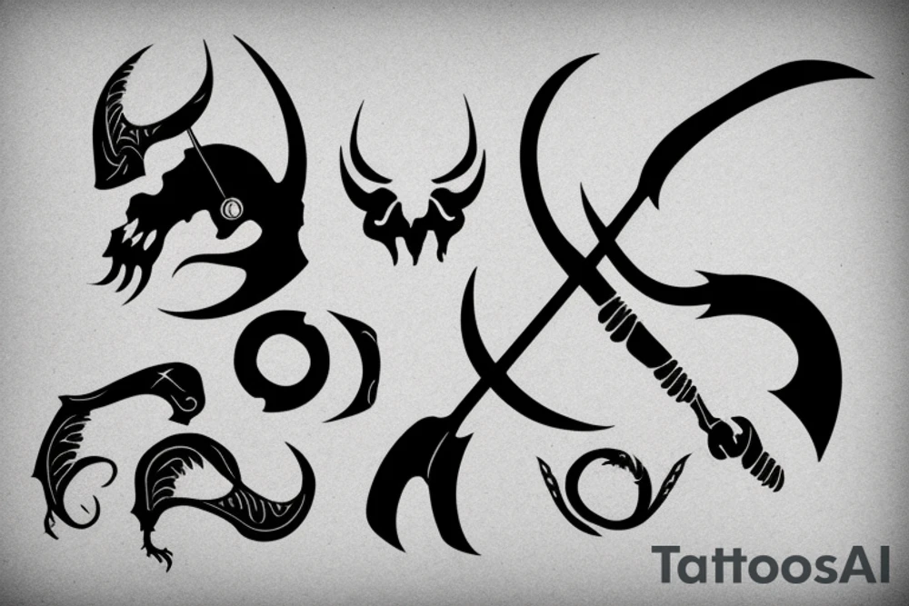 a reaper's scythe tattoo idea