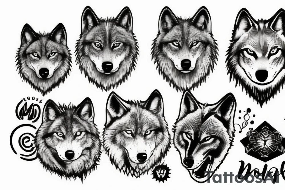 Wolf family of 5 tattoo idea