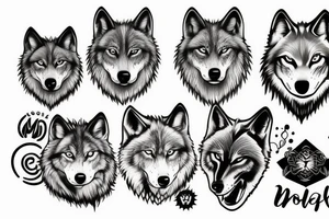 Wolf family of 5 tattoo idea