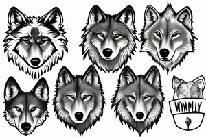 Wolf family of 5 together tattoo idea