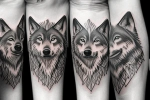 Wolf family of 5 together tattoo idea
