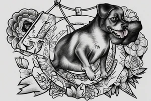 Dog using a hang board. tattoo idea