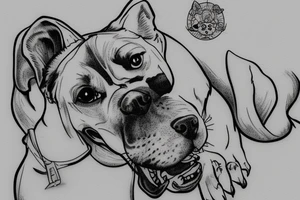 Dog using a hang board. tattoo idea