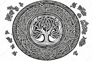 Tree of life with architectural components tattoo idea