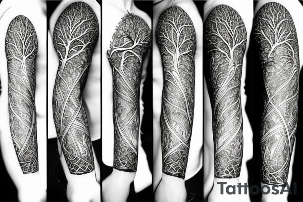 Tree of life with architectural components tattoo idea