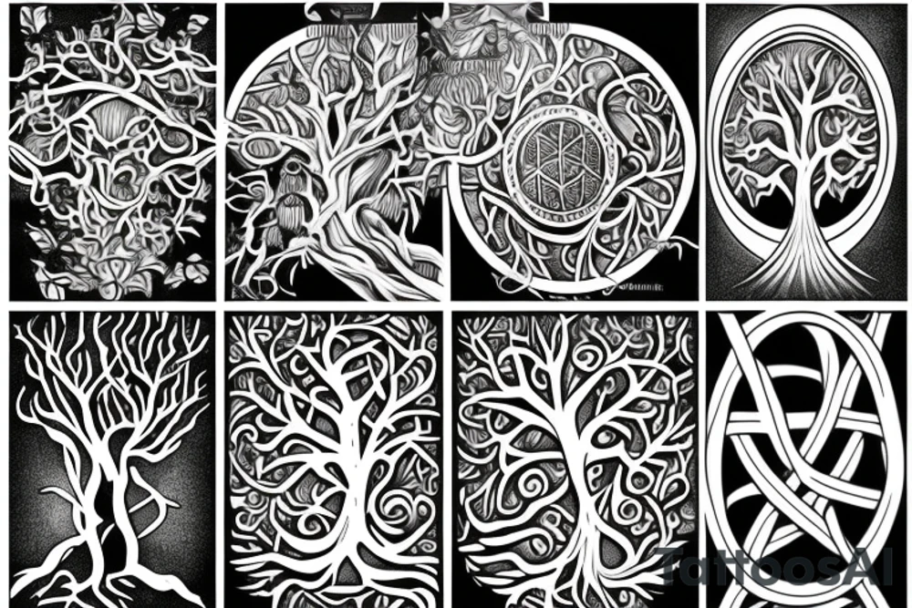 Tree of life with architectural components tattoo idea