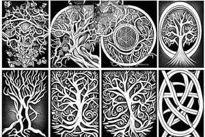 Tree of life with architectural components tattoo idea