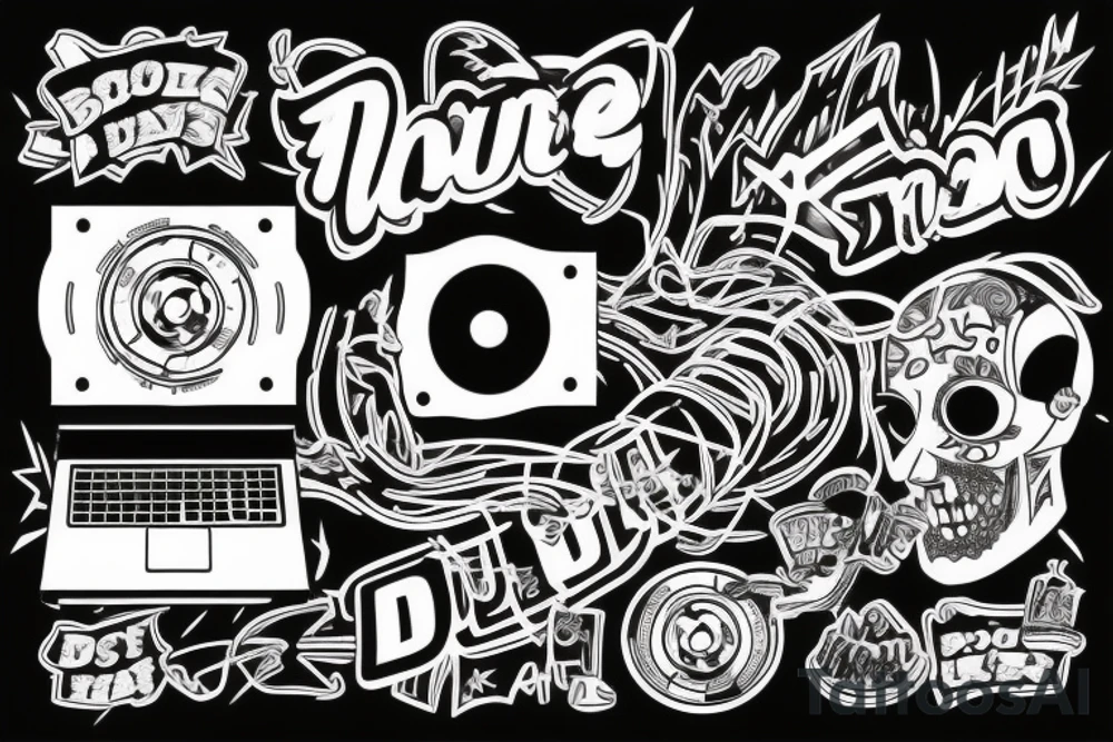 A dj playing on a big stage tattoo idea