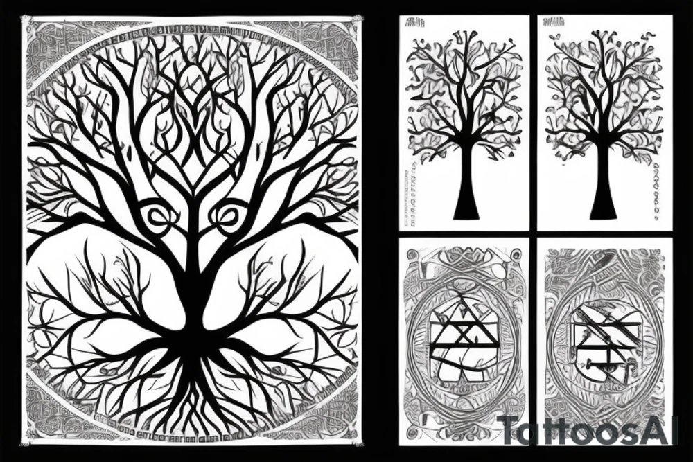 Tree of life with architectural components tattoo idea