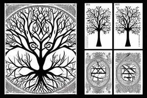 Tree of life with architectural components tattoo idea