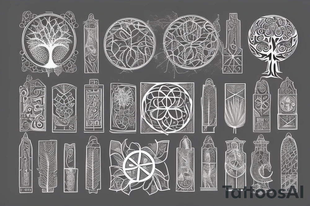 Tree of life with architectural components tattoo idea