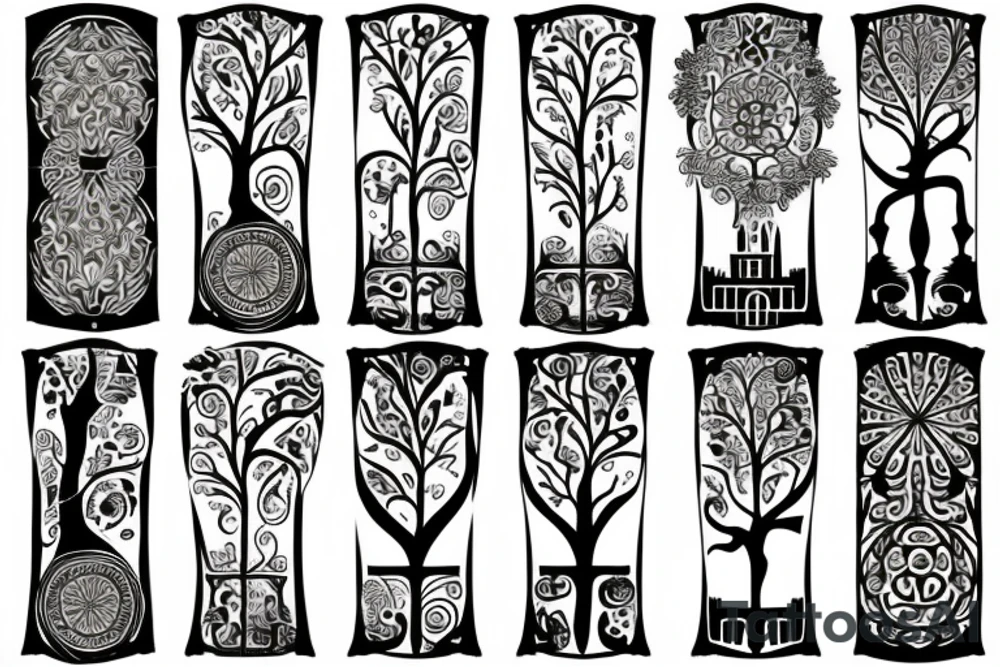 Tree of life with architectural components tattoo idea
