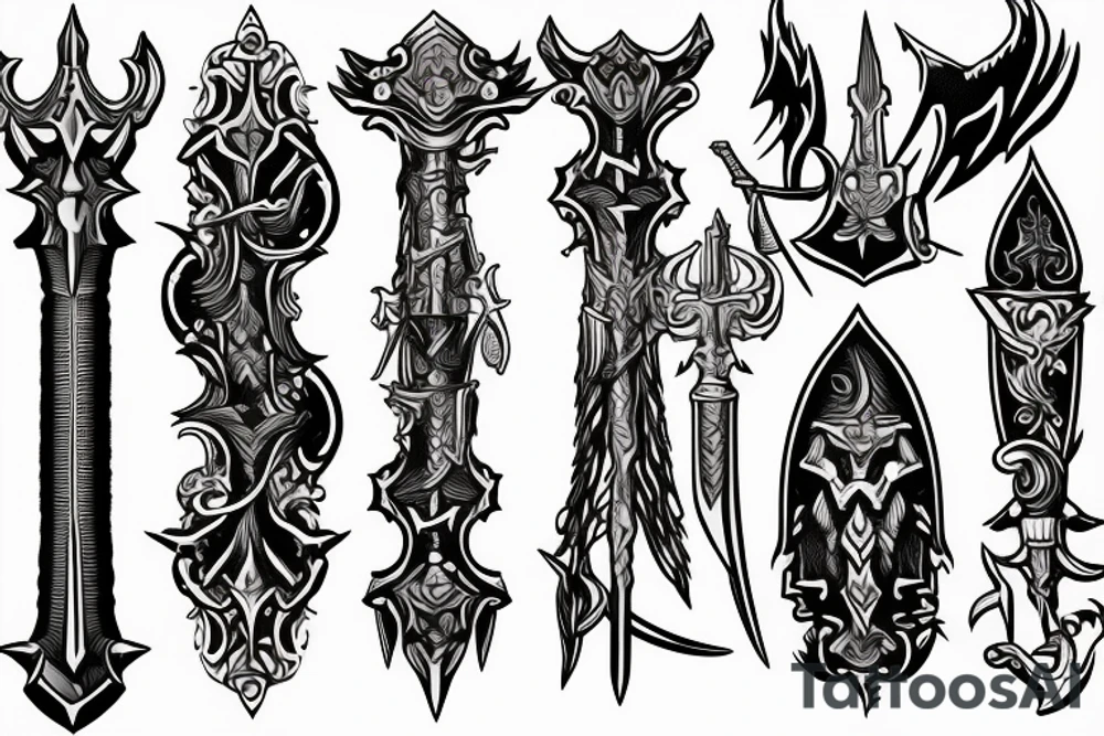 sword knife blade dagger fantasy tattoo idea