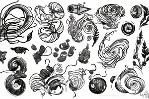 Atomic whirl combined with plants tattoo idea