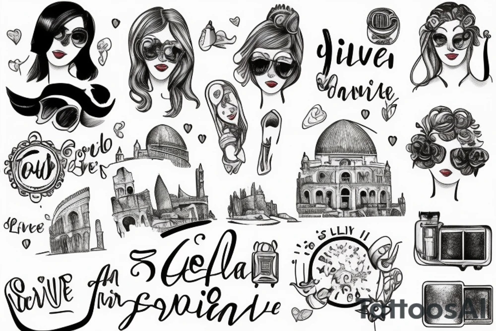 five girlfriends live in italy a better life.  Travel, freedom, sun, happiness and most importantly friendship tattoo idea
