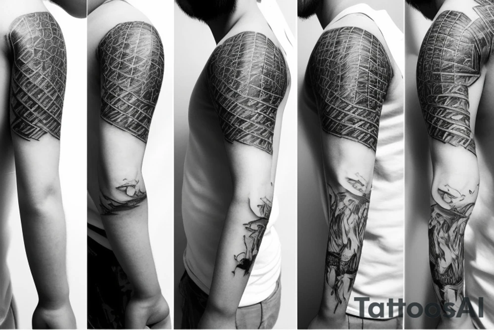 Little boy looking at earth skyline wonder tattoo idea