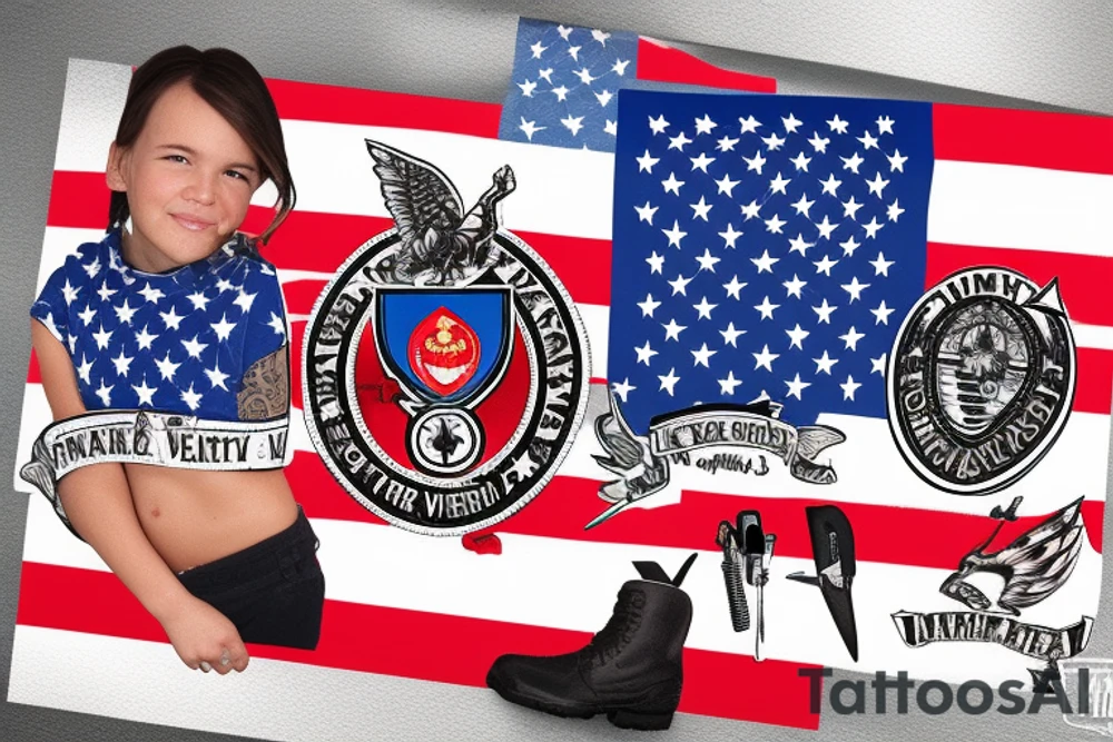 U.S. Army veteran flag soldier family mountains tattoo idea