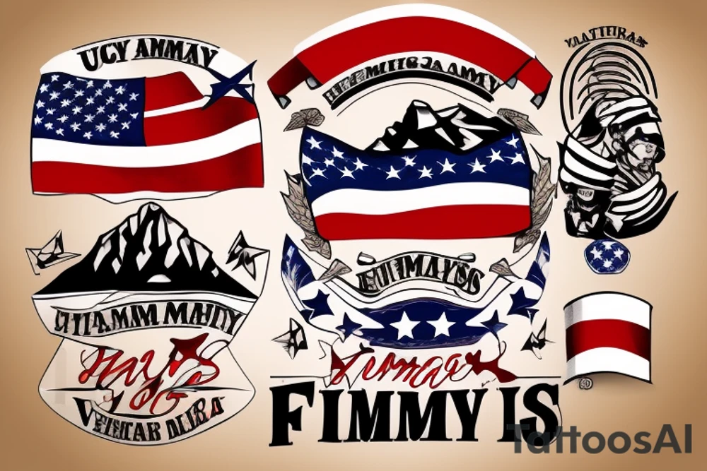 U.S. Army veteran flag soldier family mountains tattoo idea