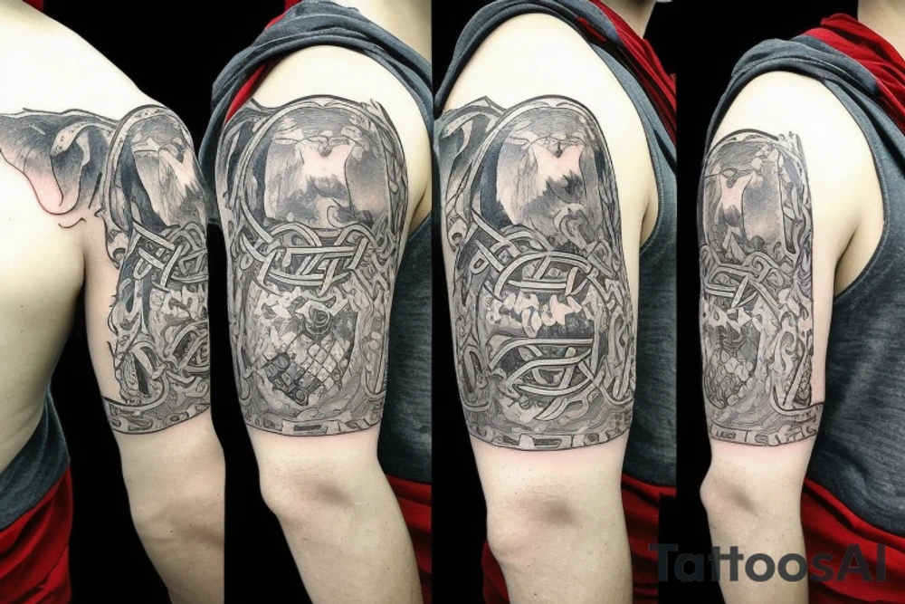 Scandinavian viking family crest with a river. tattoo idea