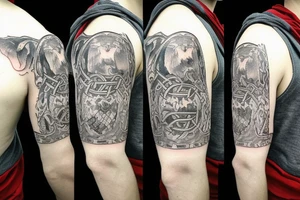 Scandinavian viking family crest with a river. tattoo idea