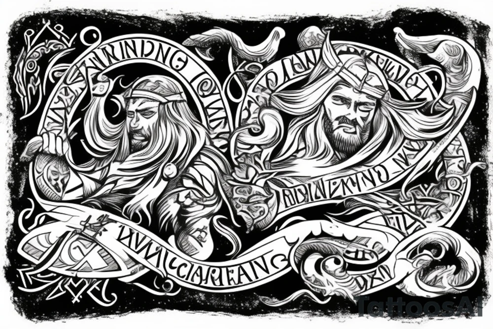 Scandinavian viking family crest with a river. tattoo idea
