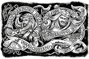 Scandinavian viking family crest with a river. tattoo idea