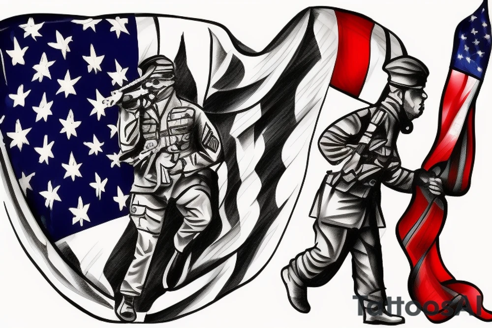 U.S. Army veteran flag soldier tattoo idea