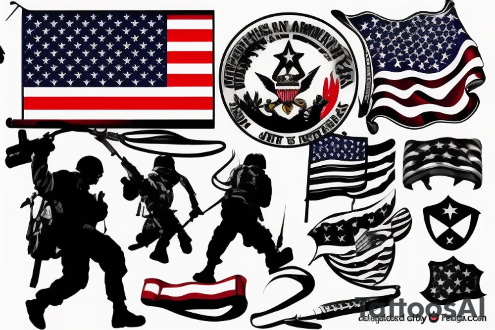 U.S. Army veteran flag soldier tattoo idea