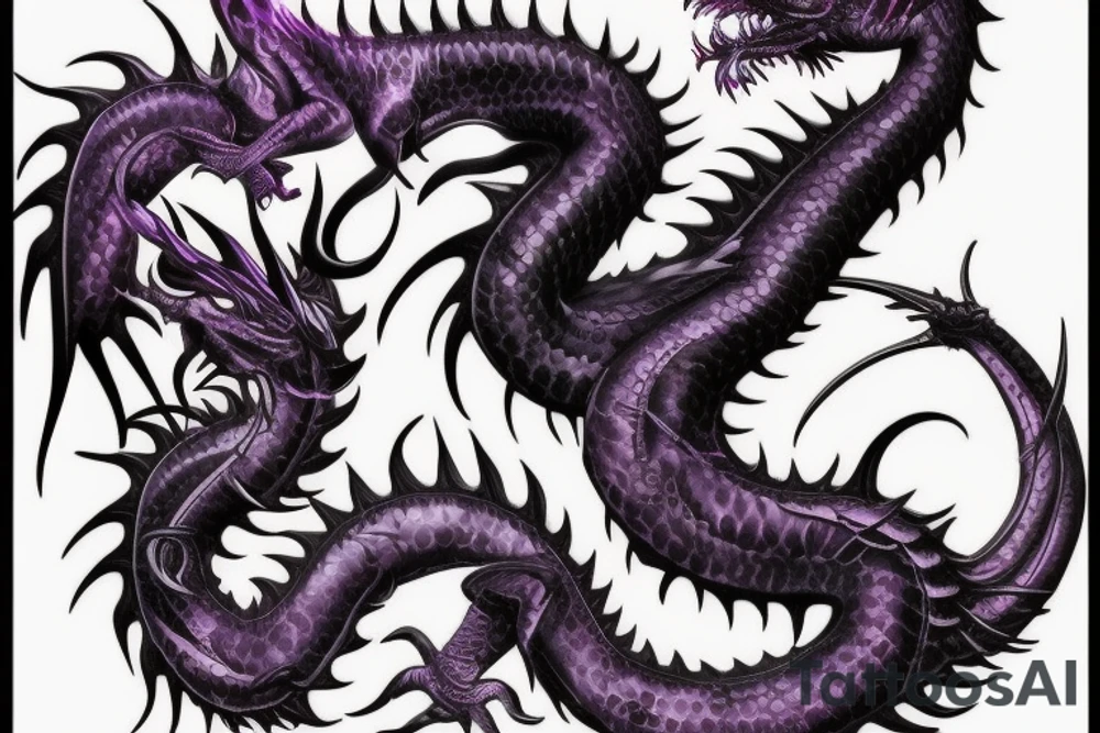 Realistic majestic black and purple dragon tattoo idea Realistic majestic black and purple dragon tattoo idea