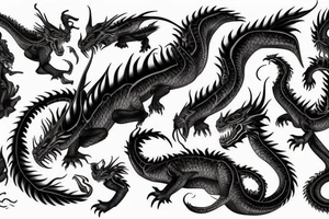 Realistic majestic black and purple dragon tattoo idea