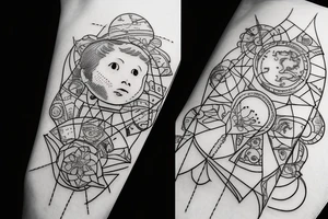 Little boy looking at earth tattoo idea