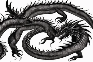 Realistic majestic black and purple dragon tattoo idea