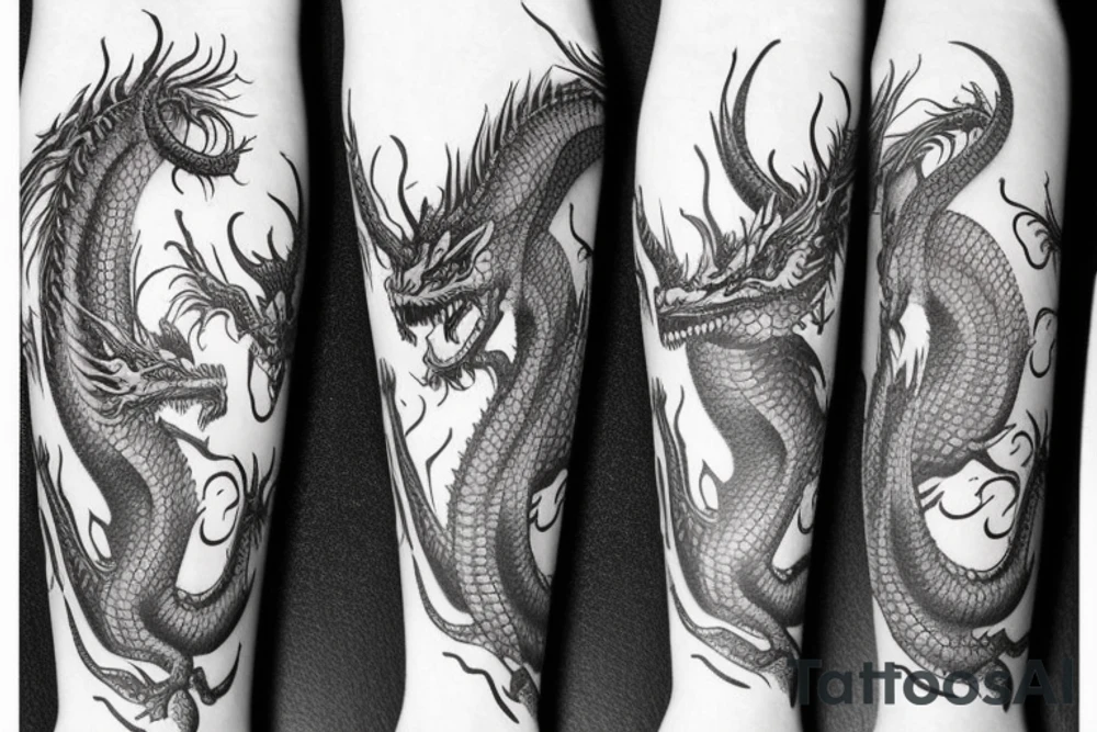 Realistic majestic black and purple dragon tattoo idea