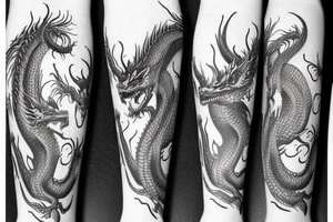 Realistic majestic black and purple dragon tattoo idea