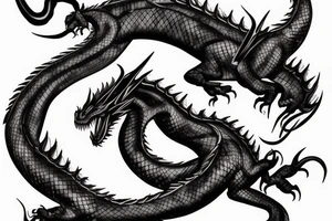 Realistic majestic black and purple dragon tattoo idea