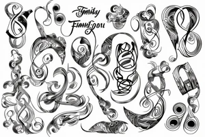 infinity, family, music tattoo idea