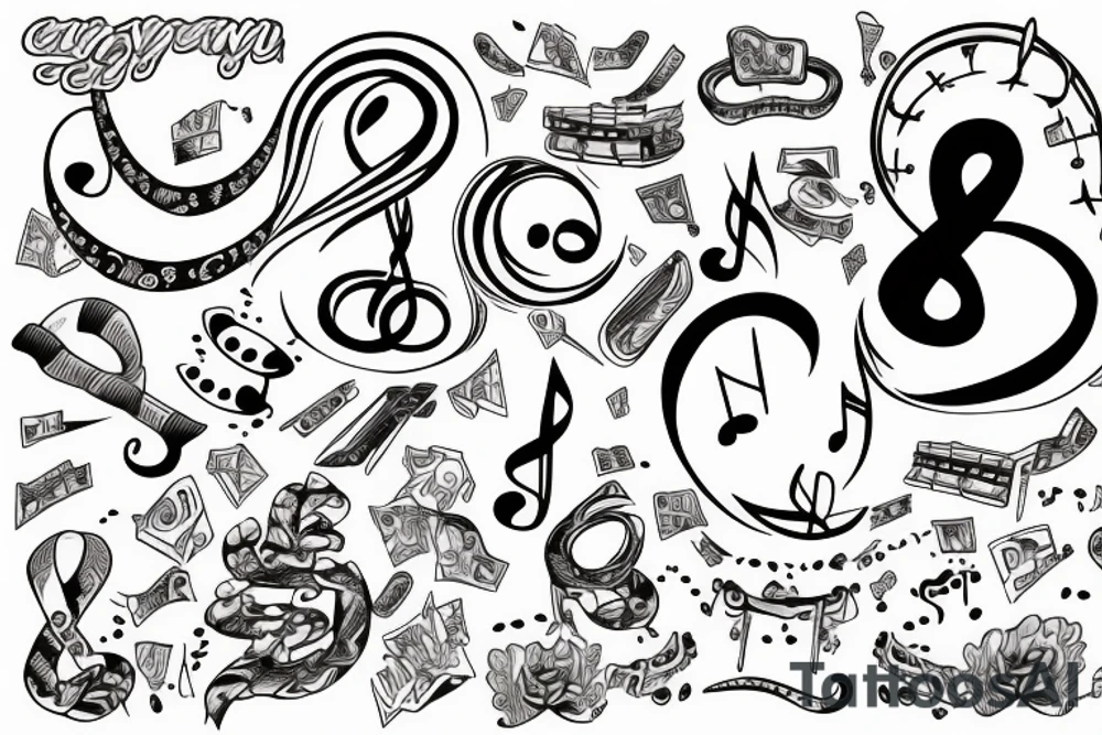 infinity symbol 
music
 books tattoo idea