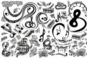 infinity symbol 
music
 books tattoo idea