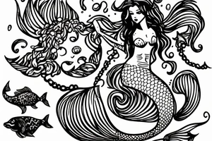 A mermaid with a banner with the text: don't forget me tattoo idea