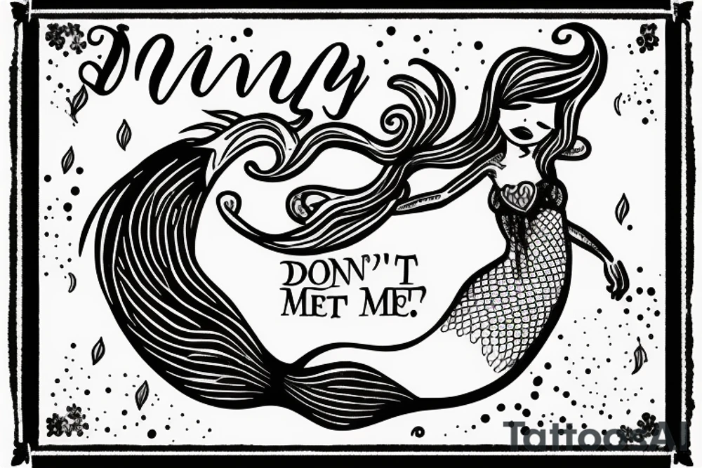 A mermaid with a banner with the text: don't forget me tattoo idea