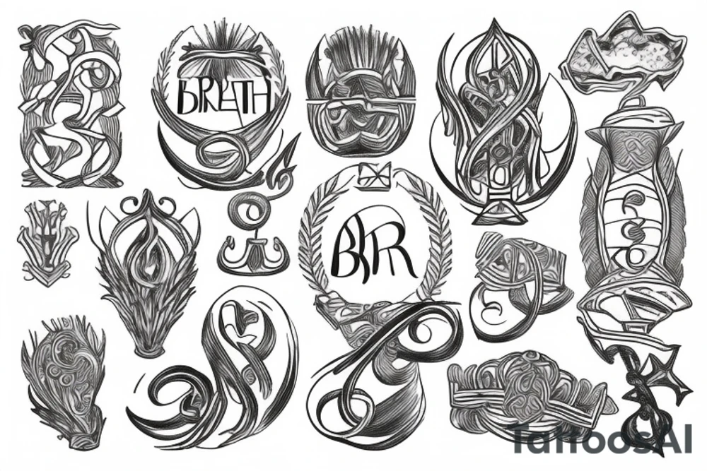 Trident with the word "breathe" written in ancient greek tattoo idea