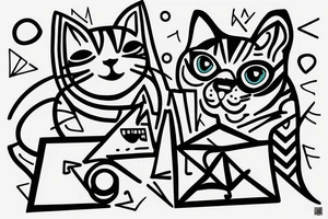a cat working on a computer tattoo idea