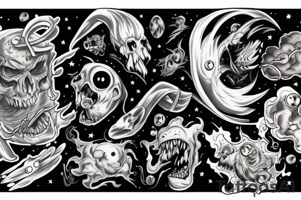 Monster escaping through a rift in the universe tattoo idea