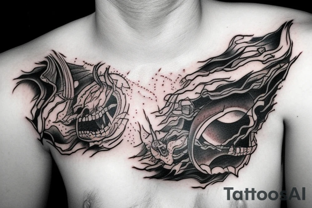 Monster escaping through a rift in the universe tattoo idea