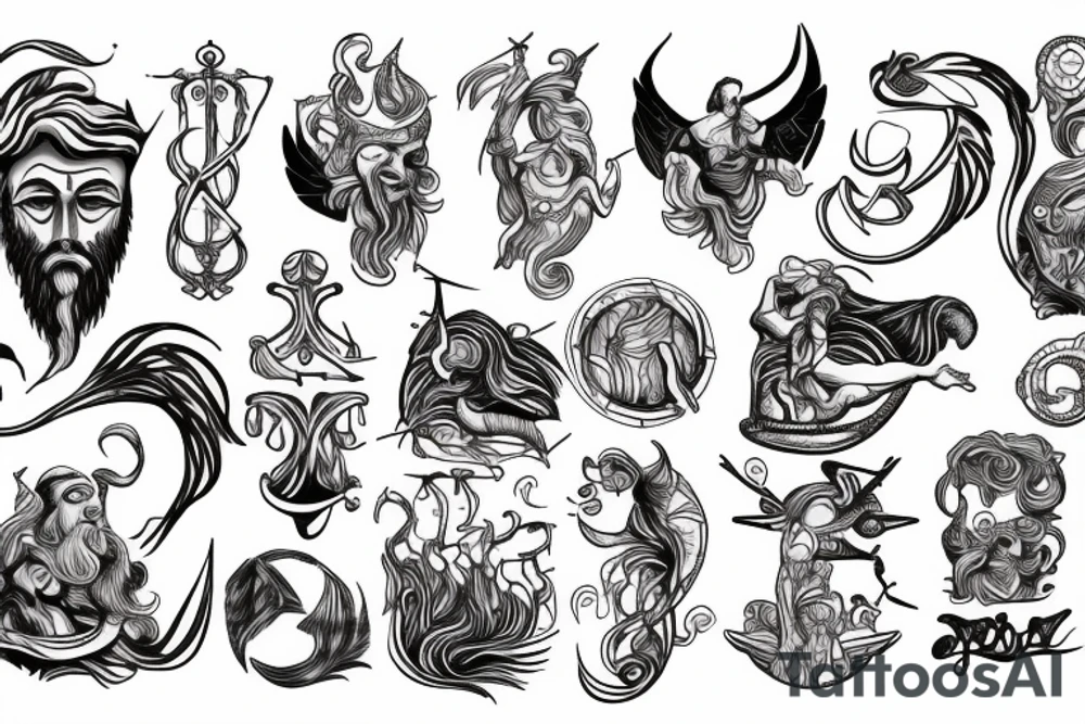 Poseidon and αναπνέω tattoo idea
