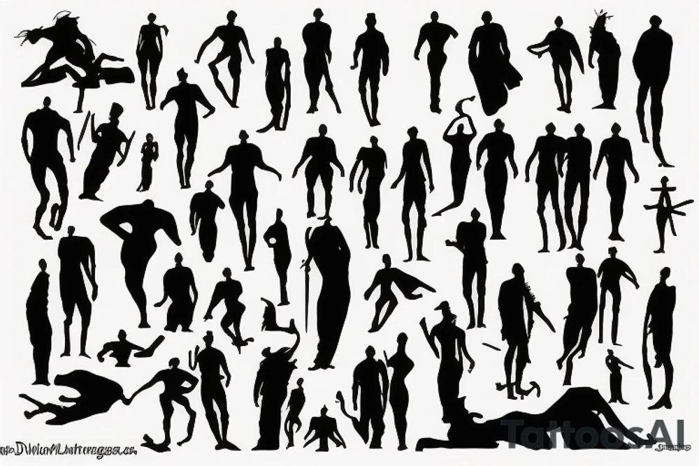 men silhouette with a representation of duality tattoo idea
